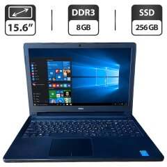 Ноутбук Б-класс Dell Vostro 3558 / 15.6" (1366x768) TN / Intel Core i5-5200U (2 (4) ядра по 2.2 - 2.7 GHz) / 8 GB DDR3 / 256 GB SSD / Intel HD Graphics 5500 / WebCam / DVD-ROM