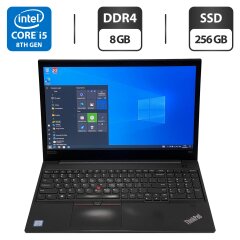 Ноутбук Б-класс Lenovo ThinkPad E580 / 15.6" (1920x1080) TN / Intel Core i5-8250U (4 (8) ядра по 1.6 - 3.4 GHz) / 8 GB DDR4 / 256 GB SSD / Intel UHD Graphics 620 / WebCam / Windows 10 Pro