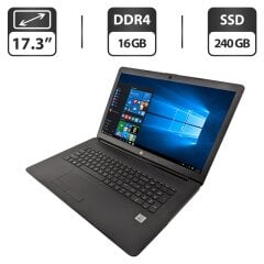 Ноутбук HP 17-by1053dx / 17.3" (1650x1050) TN / Intel Core i5-8265U (4 (8) ядра по 1.6 - 3.9 GHz) / 16 GB DDR4 / 240 GB SSD M.2 / Intel UHD Graphics / WebCam / DVD-ROM