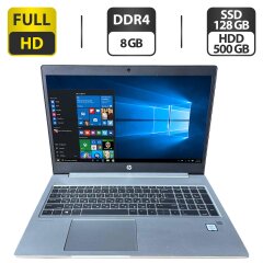 Ноутбук HP ProBook 450 G6 / 15.6" (1920x1080) TN / Intel Core i5-8265U (4 (8) ядра по 1.6 - 3.9 GHz) / 8 GB DDR4 / 128 GB SSD + 500 GB HDD / Intel UHD Graphics 620 / WebCam