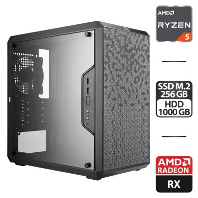 Збірка під замовлення: новий ігровий ПК Cooler Master MasterBox Q300L Tower / AMD Ryzen 5 5600G (6 (12) ядер по 3.9 - 4.4 GHz) / 16 GB DDR4 / 256 GB SSD M.2 + 1000 GB HDD / AMD Radeon RX 5700 XT, 8 GB GDDR6, 256-bit / HDMI / 500W Збірка під замовлення: новий ігровий ПК Cooler Master MasterBox Q300L Tower / AMD Ryzen 5 5600G (6 (12) ядер по 3.9 - 4.4 GHz) / 16 GB DDR4 / 256 GB SSD M.2 + 1000 GB HDD / AMD Radeon RX 5700 XT, 8 GB GDDR6, 256-bit / HDMI / 500W