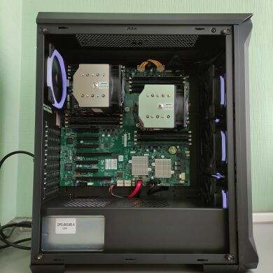 Сервер Mid Vinga Tower / 2x Intel Xeon E5-2643 v3 (6 (12) ядра по 3.4 - 3.7 GHz) / 128 GB DDR4 / 1 TB HDD / 650W