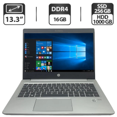 Ультрабук Б-класс HP ProBook 430 G7 / 13.3" (1920x1080) IPS / Intel Core i3-10110U (2 (4) ядра по 2.1 - 4.1 GHz) / 16 GB DDR4 / 256 GB SSD+1000 GB HDD / Intel UHD Graphics / WebCam