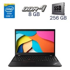 Ультрабук Lenovo Thinkpad T590 / 15.6" (1920x1080) IPS / Intel Core i7-8565U (4 (8) ядра по 1.8 - 4.6 GHz) / 8 GB DDR4 / 256 GB SSD / Intel UHD Graphics for 8th Generation / WebCam / Дві АКБ