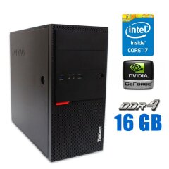 Компьютер Lenovo ThinkCentre M800 Tower / Intel Core i7-6700 (4 (8) ядра по 3.4 - 4.0 GHz) / 16 GB DDR4 / 480 GB SSD / nVidia GeForce GTX 745, 2 GB GDDR3, 128-bit / VGA