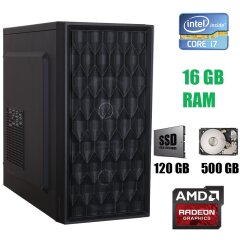 Компьютер 1st Player D8 Tower New / Intel Core i7-3770 (4(8) ядра по 3.4 - 3.9 Ghz) / 16 GB DDR3 / 120 GB SSD+500 GB HDD / AMD Radeon RX 570 4 GB / БП 500W