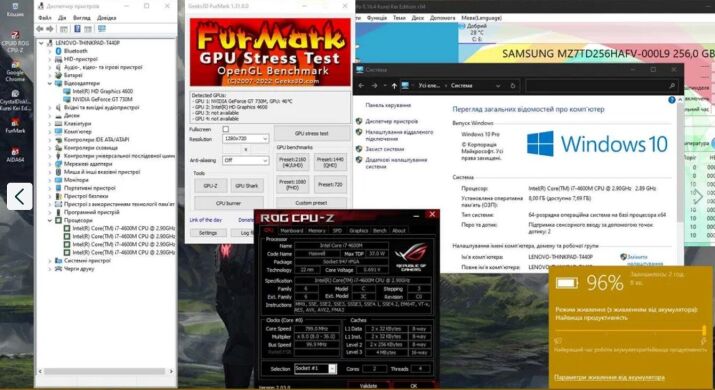 Игровой ноутбук Lenovo ThinkPad T440p / 14" (1366x768) TN / Intel Core i7-4600M (2 (4) ядра по 2.9 - 3.6 GHz) / 8 GB DDR3 / 256 GB SSD / nVidia GeForce GT 730M, 2 GB DDR3, 64-bit / WebCam / Win 10 Home