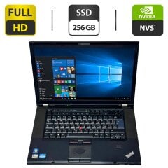 Ноутбук Б-класс Lenovo ThinkPad T520 / 15.6" (1920x1080) TN / Intel Core i7-2670QM (4 (8) ядра по 2.2 - 3.1 GHz) / 8 GB DDR3 / 256 GB SSD / nVidia NVS 4200M, 1 GB GDDR3, 64-bit / WebCam / DVD-ROM / Windows 10 Pro