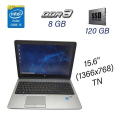 Ноутбук HP ProBook 650 G1 / 15.6" (1366x768) TN / Intel Core i5-4300M (2 (4) ядра по 2.6 - 3.3 GHz) / 8 GB DDR3 / 120 GB SSD / Intel HD Graphics 4600 / WebCam / DVD-ROM