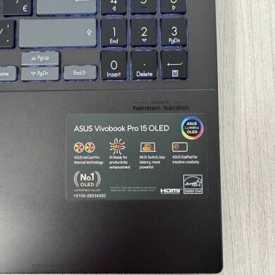 Игровой ноутбук Б-класс Asus Vivobook Pro 15 OLED N6506MU / 15.6" (2560x1440) OLED / Intel Core Ultra 9 185H (16 (22) ядер по 2.3 - 5.1 GHz) / 24 GB DDR5 / 2000 GB SSD NVMe / nVidia GeForce RTX 4060, 8 GB GDDR6, 128-bit / WebCam Игровой ноутбук Б-класс Asus Vivobook Pro 15 OLED N6506MU / 15.6" (2560x1440) OLED / Intel Core Ultra 9 185H (16 (22) ядер по 2.3 - 5.1 GHz) / 24 GB DDR5 / 2000 GB SSD NVMe / nVidia GeForce RTX 4060, 8 GB GDDR6, 128-bit / WebCam