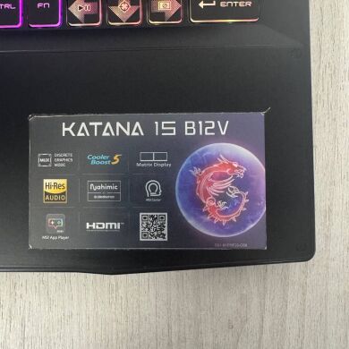 Игровой ноутбук Б-класс MSI Katana 15 B12VFK / 15.6" (1920x1080) IPS / Intel Core i7-12650H (10 (16) ядер по 2.3 - 4.7 GHz) / 16 GB DDR5 / 1000 GB SSD M.2 / nVidia GeForce RTX 4060, 8 GB GDDR6, 128-bit / WebCam / HDMI