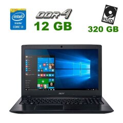Игровой ноутбук Acer Aspire E5 / 15.6" (1366x768) TN LED / Intel Core i3-6006U (2 (4) ядра по 2.0 GHz) / 12 GB DDR4 / 320 GB HDD / nVidia GeForce 940MX, 2 GB GDDR5, 64-bit / WebCam / DVD-RW