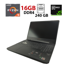 Ігровий ноутбук Asus TUF Gaming FX505DV / 15.6" (1920x1080) IPS / AMD Ryzen 5 3550H (4 (8) ядра по 2.1 - 3.7 GHz) / 16 GB DDR4 / 240 GB SSD + 1000 GB HDD / nVidia GeForce GTX 1650, 4 GB GDDR5, 128-bit / WebCam