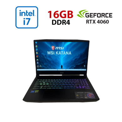 Игровой ноутбук Б-класс MSI Katana 15 B12VFK / 15.6" (1920x1080) IPS / Intel Core i7-12650H (10 (16) ядер по 2.3 - 4.7 GHz) / 16 GB DDR5 / 1000 GB SSD M.2 / nVidia GeForce RTX 4060, 8 GB GDDR6, 128-bit / WebCam / HDMI