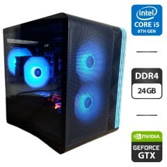 Ігровий ПК 1stPlayer VT5 Black Tower / Intel Core i5-8400 (6 ядер по 2.8 - 4.0 GHz) / 24 GB DDR4 / 500 GB SSD M.2 + 500 GB HDD / nVidia GeForce GTX 1080 Ti, 11 GB GDDR5X, 352-bit / 850W
