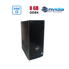 Ігровий ПК Dell Inspirion 3668 Tower / Intel Core i3-7100 (2 (4) ядра по 3.9 GHz) / 8 GB DDR4 / 256 GB SSD / nVidia Quadro P620, 2 GB GDDR5, 128-bit / Wi-Fi+Bluetooth / DVD / Win 10 Home Lic