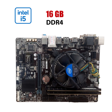 Комплект: материнская плата Gigabyte GA-H110M-S2H / Intel Core i5-7400 (4 ядра по 3.0 - 3.5 GHz) / 16 GB DDR4 / Intel HD Graphics 630 / Socket LGA1150 / Кулер