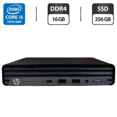 Неттоп HP EliteDesk 800 G6 USFF / Intel Core i5-10500T (6 (12) ядер по 2.3 - 3.8 GHz) / 16 GB DDR4 / 256 GB SSD / Intel UHD Graphics 630 / Блок питания