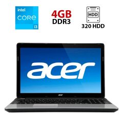 Ноутбук Acer Aspire E1-571 / 15.6" (1366x768) TN / Intel Core i3-2370M (2 (4) ядра по 2.4 GHz) / 4 GB DDR3 / 320 GB HDD / Intel HD Graphics 3000 / WebCam / Батарея не держит