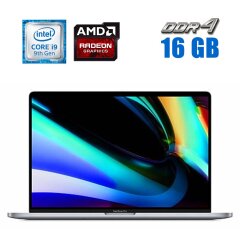 Ноутбук Apple MacBook Pro 16 2019 / 16" (3072x1920) IPS / Intel Core i9-9880H (8 (16) ядер по 2.3 - 4.8 GHz) / 16 GB DDR4 / 1000 GB SSD / AMD Radeon Pro 5500M, 4 GB GDDR6, 128-bit / WebCam / MacOS / Silver 