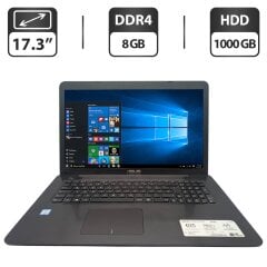 Ноутбук Asus K756U / 17.3" (1600x900) TN / Intel Core i3-6006U (2 (4) ядра по 2.0 GHz) / 8 GB DDR4 / 1000 GB HDD / Intel HD Graphics 520 / WebCam / DVD-ROM