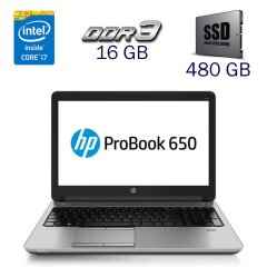 Ноутбук HP ProBook 650 G1 / 15.6" (1920x1080) TN / Intel Core i7-4800MQ (4 (8) ядра по 2.7 - 3.8 GHz) / 16 GB DDR3 / 480 GB SSD / Intel HD Graphics 4600 / WebCam
