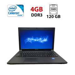 Ноутбук Lenovo B590 / 15.6" (1366x768) TN / Intel Celeron 1000M (2 ядра по 1.8 GHz) / 4 GB DDR3 / 120 GB SSD / nVidia GeForce GT 720M, 1 GB DDR3, 64-bit / WebCam