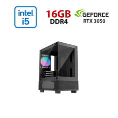 Новий ігровий ПК 1stPlayer Mi2-A-BK-2F7R-1F7 Black Tower / Intel Core i5-12400F (6 (12) ядра по 2.5 - 4.4 GHz) / 16 GB DDR4 / 480 GB SSD / nVidia GeForce RTX 3050, 8 GB GDDR6, 128-bit