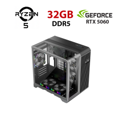 Новый игровой ПК 1stPlayer RT5 Black Tower / AMD Ryzen 5 8400F (6 (12) ядер по 4.2 - 4.7 GHz) / 32 GB DDR5 / 1000 GB SSD / nVidia GeForce RTX 5060, 8 GB GDDR7, 128-bit