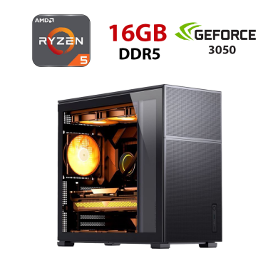 Новый игровой ПК Hunter JONSBO D41 MESH Tower / AMD Ryzen 5 7400F (6 (12) ядер по 3.7 - 4.7 GHz) / 16 GB DDR5 / 480 GB SSD / nVidia GeForce RTX 3050, 6 GB GDDR6, 96-bit