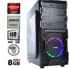 Новый компьютер ARTLINE Gaming X46v29 / AMD Ryzen 5 3500 (6 ядер по 3.6 - 4.1 GHz) / RX 580 ARMOR 8G / 8 GB DDR4 / 480 GB SSD / PRIME A320M-K / QUBE QB932A U3C / 600W / Wraith Stealth
