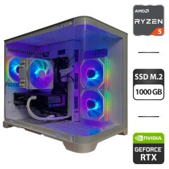 Сборка под заказ: новый игровой ПК GameMax Hype-M White Tower / AMD Ryzen 5 7500F (6 (12) ядер по 3.7 - 5.0 GHz) / 32 GB DDR5 / 1000 GB SSD M.2 / nVidia GeForce RTX 5060, 8 GB GDDR7, 128-bit / 650W