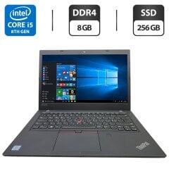 Ультрабук Б-класс Lenovo ThinkPad L480 / 14" (1920x1080) IPS / Intel Core i5-8250U (4 (8) ядра по 1.6 - 3.4 GHz) / 8 GB DDR4 / 256 GB SSD / Intel UHD Graphics 620 / WebCam