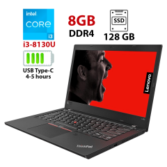 Ультрабук Lenovo ThinkPad L480 / 14" (1920x1080) IPS / Intel Core i3-8130U (2 (4) ядра по 2.2 - 3.4 GHz) / 8 GB DDR4 / 128 GB SSD / Intel UHD Graphics 620 / WebCam /Windows 10 Pro