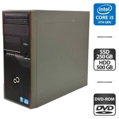Комп'ютер Fujitsu Celsius W420 Tower / Intel Core i5-3470 (4 ядра по 3.2 - 3.6 GHz) / 16 GB DDR3 / 250 GB SSD + 500 GB HDD / Intel HD Graphics 2500 / DVD-ROM