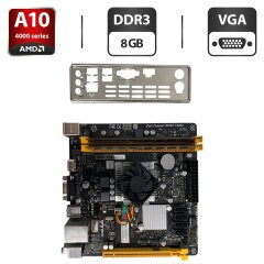 Комплект: Материнська плата Biostar A68N-5600 / AMD A10-4655M (4 ядра по 2.0 - 2.8 GHz) / 8 GB DDR3 / Socket FP2 / Задня заглушка
