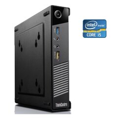 Неттоп Б-класс Lenovo ThinkCentre M73 Tiny USFF / Intel Core i5-4570T (2 (4) ядра по 2.9 - 3.6 GHz) / 8 GB DDR3 / 128 GB SSD / Intel HD Graphics 4600 + переходник DisplayPort-DVI