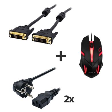 Нова ігрова мишка + Кабель живлення (2x) + Кабель DVI
