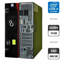 Компьютер Fujitsu Esprimo D757 E90 SFF / Intel Core i5-6500 (4 ядра по 3.2 - 3.6 GHz) / 16 GB DDR4 / 480 GB SSD / Intel HD Graphics 530 / Windows 11 Pro