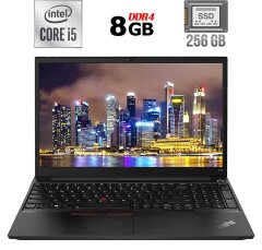Ноутбук Lenovo ThinkPad E15 / 15.6" (1920x1080) IPS / Intel Core i5-10210U (4 (8) ядра по 1.6 - 4.2 GHz) / 8 GB DDR4 / 256 GB SSD / Intel UHD Graphics / WebCam / USB 3.1 / HDMI