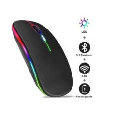 Новая беспроводная бесшумная RGB мышь / Оптическая (1000-1600 DPI) / Аккумулятор 500 mAh / USB 2.4 GHz / 70 г / microUSB кабель