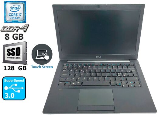 Ноутбук Dell Latitude E7280 / 12.5" (1920 x 1080) FullHD IPS / Intel Core i5-6300U 7th Gen (2 (4) ядра по 2.6GHz - 3.5GHz) / 8 GB DDR4 / 128 GB SSD / WebCam / Touchscreen / Intel HD Graphics 620
