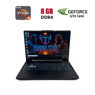 Игровой ноутбук Asus TUF Gaming A15 FA506IHRB / 15.6" (1920x1080) IPS / AMD Ryzen 5 4600H (6 (12) ядер по 3.0 - 4.0 GHz) / 8 GB DDR4 / 512 GB SSD / nVidia GeForce GTX 1650, 4 GB GDDR6, 128-bit / WebCam