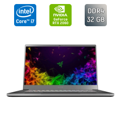 Ігровий ноутбук Б-клас Razer Blade 15 / 15.6" (1920x1080) IPS / Intel Core i7-8750H (6 (12) ядер по 2.2 - 4.1 GHz) / 32 GB DDR4 / 1000 GB SSD / nVidia GeForce RTX 2060, 6 GB GDDR6, 192-bit / WebCam
