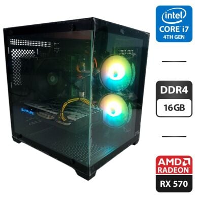 Игровой ПК GTL Infinity Black Tower / Intel Core i7-4790 (4 ядра по 3.6 - 4.0 GHz) / 16 GB DDR4 / 512 GB SSD + 500 GB HDD / AMD Radeon RX 570, 4 GB GDDR5, 256-bit