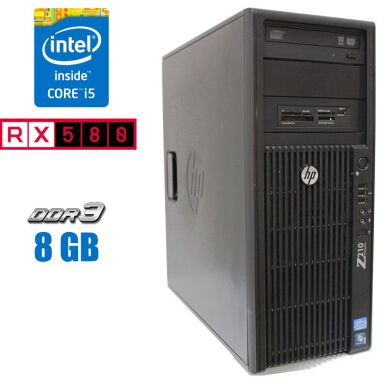 Ігровий ПК HP Z210 Workstation Tower / Intel Сore i5-2500 (4 ядра по 3.3 - 3.7 GHz) / 8 GB DDR3 / 500 GB HDD / AMD Radeon RX 580, 4 GB GDDR5, 256-bit / DVD-RW