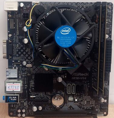 Комплект: Материнска плата ASRock H81M-VG4 rev4.01 / s1150 / Intel Core i5-4570S (4 ядра по 2.9 - 3.6 GHz) / 16 GB DDR3 / Intel HD Graphics 4600 + Кулер