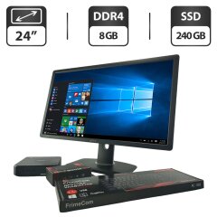 Комплект ПК: неттоп Asus Chromebox 3 USFF / Intel Core i7-8550U (4 (8) ядра по 1.8 - 4.0 GHz) / 8 GB DDR4 / 240 GB SSD / Intel UHD Graphics 620 + Монітор 24" (1920x1080) TN / Різні бренди
