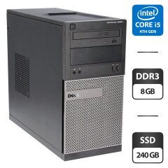 Компьютер Dell OptiPlex 3020 Tower / Intel Core i5-4590 (4 ядра по 3.3 - 3.7 GHz) / 8 GB DDR3 / 240 GB SSD / Intel HD Graphics 4600 / DVD-ROM