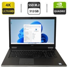 Мобільна робоча станція Б-клас Dell Precision 7740 / 17.3" (3840x2160) IPS / Intel Xeon E-2286M (8 (16) ядер по 2.4 - 5.0 GHz) / 32 GB DDR4 / 512 GB SSD M.2 / nVidia Quadro RTX 4000, 8 GB GDDR6, 256-bit / WebCam